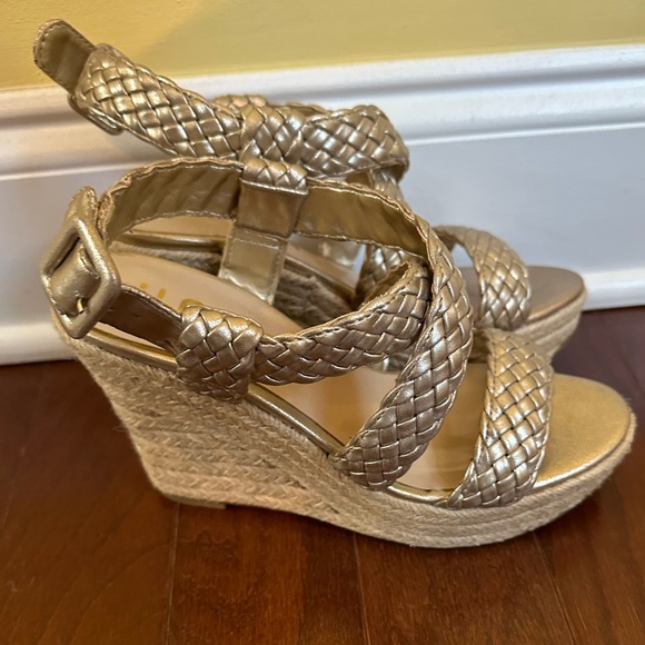 Unisa Shoes - Unisa wedge summer heels gold braid espadrille size 6